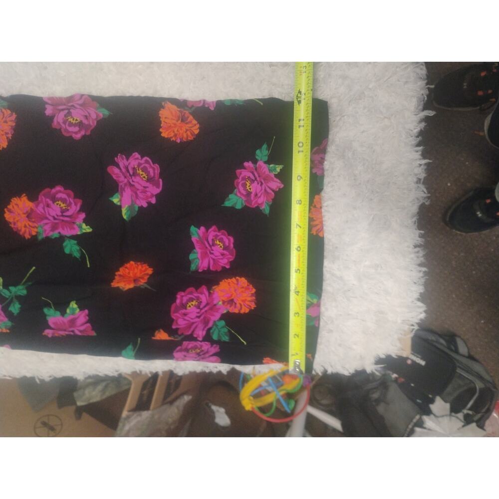 Torrid Black Floral Off The Shoulder Challis Wide Leg Jumpsuit Cottage Size 00 - Picture 6 of 13